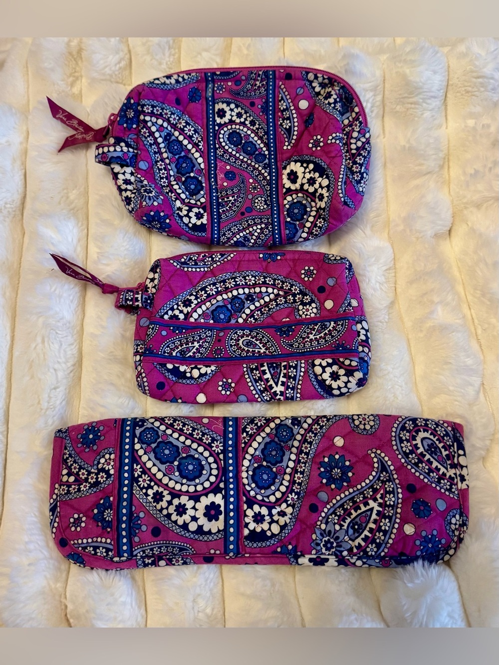 Vera Bradley Purple Paisley Floral Cosmetic Bags & Flat Iron Curling Iron Case